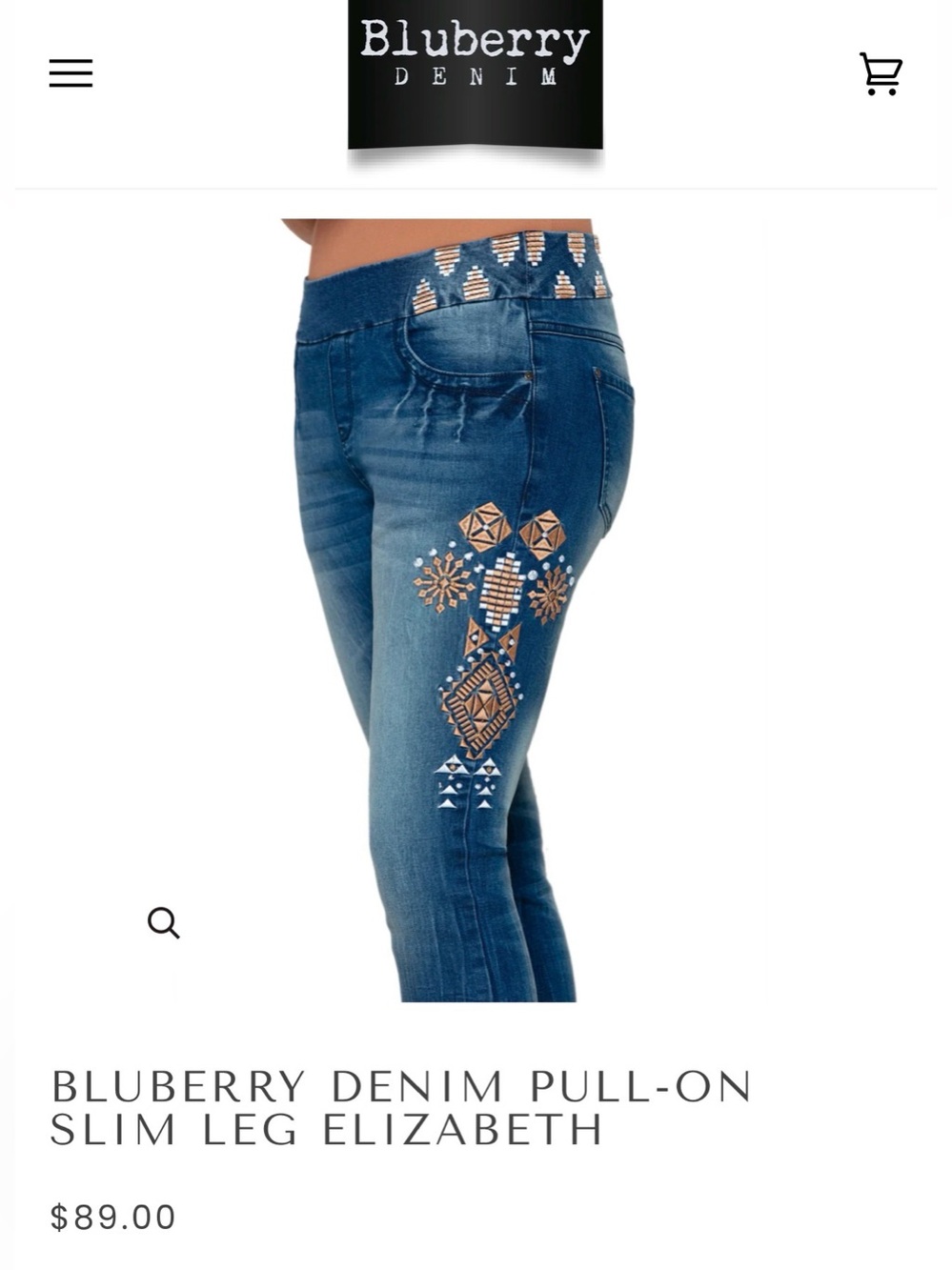 Classic Straight Leg Embroidery Jeans in Medium Blue 20W